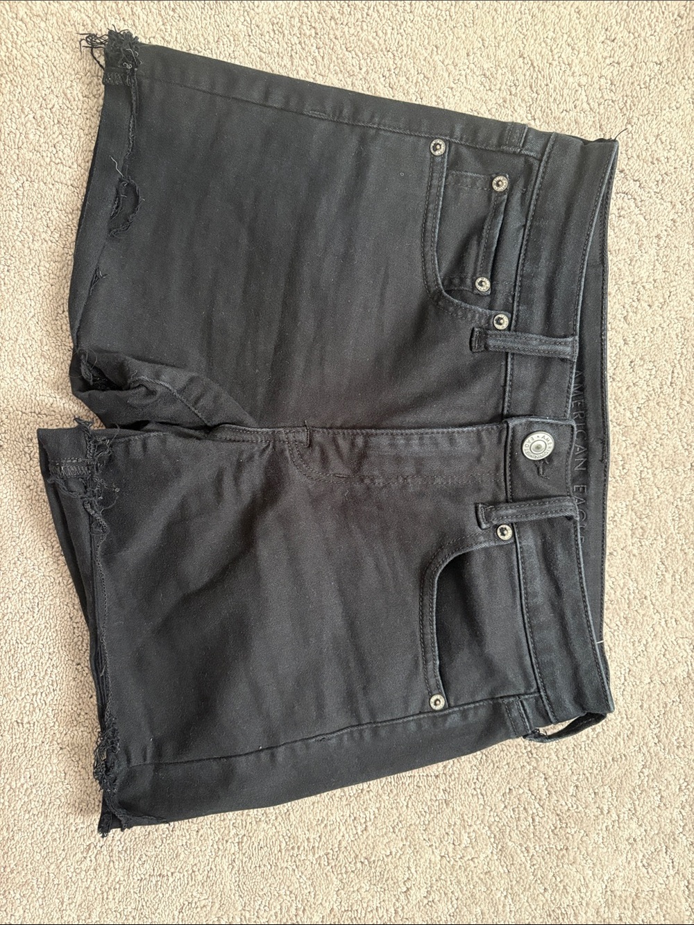 American Eagle Outfitters Black Distressed Denim Shorts
